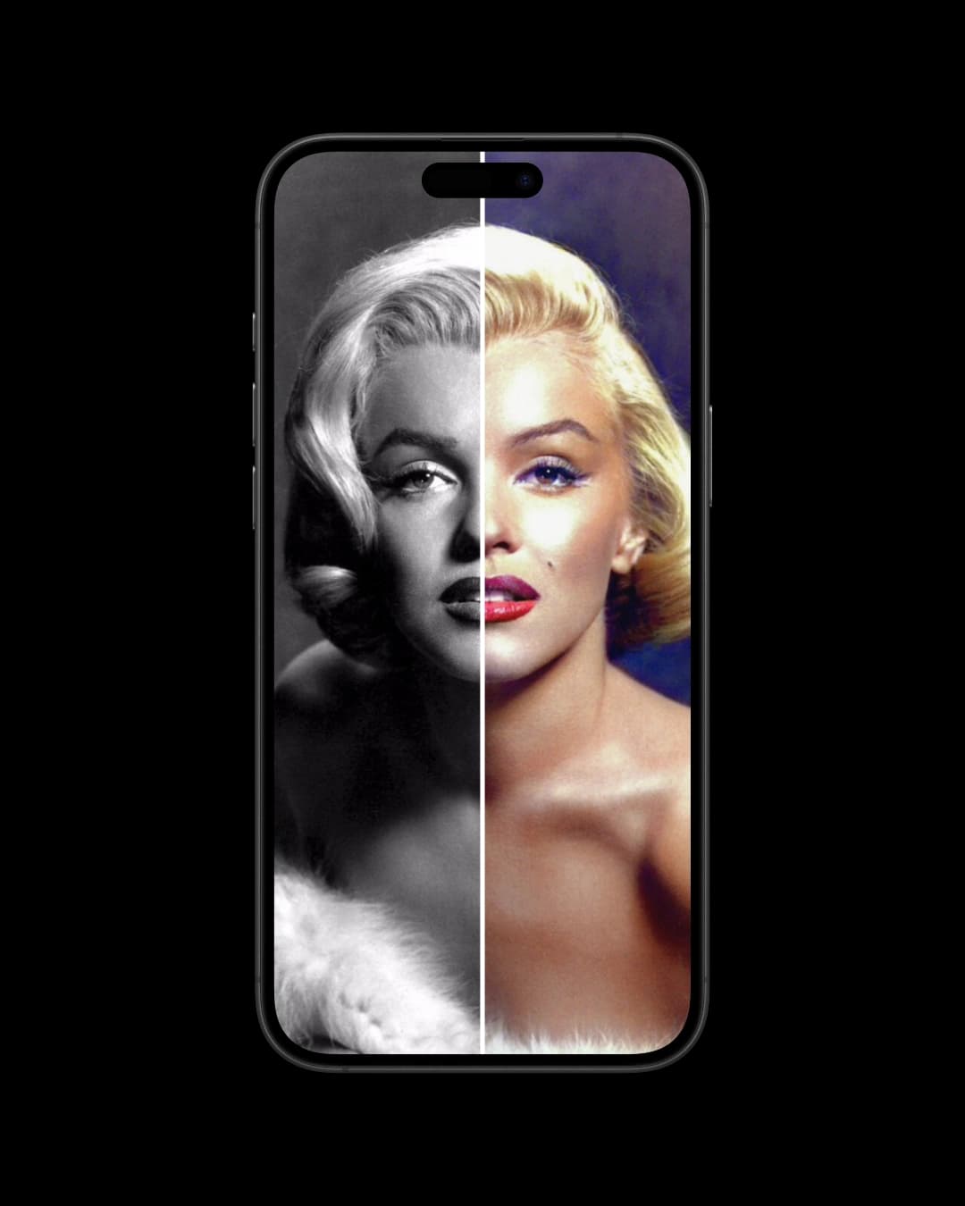 ColorizeAI iPhone app showing before and after photo colorization